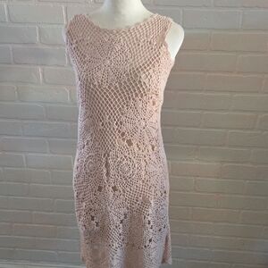 Boston Proper Blush Pink Crochet Tank Dress